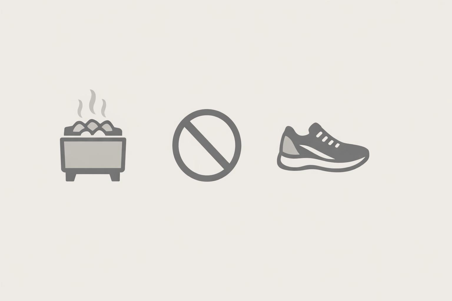 sauna and exercise icons representing heat exposure to avoid after botox