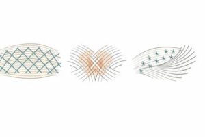 Botox crows feet, frown line, and forehead treatment zone diagram, abstract pattern illustration