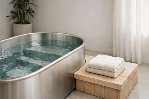 Cold plunge tub setting representing post exercise recovery use