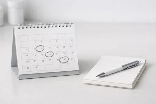 Conceptual calendar graphic representing a PRP treatment course and follow-up schedule