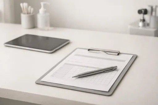 What is a med spa, illustrated by an empty consultation desk set up for a physician-led treatment plan