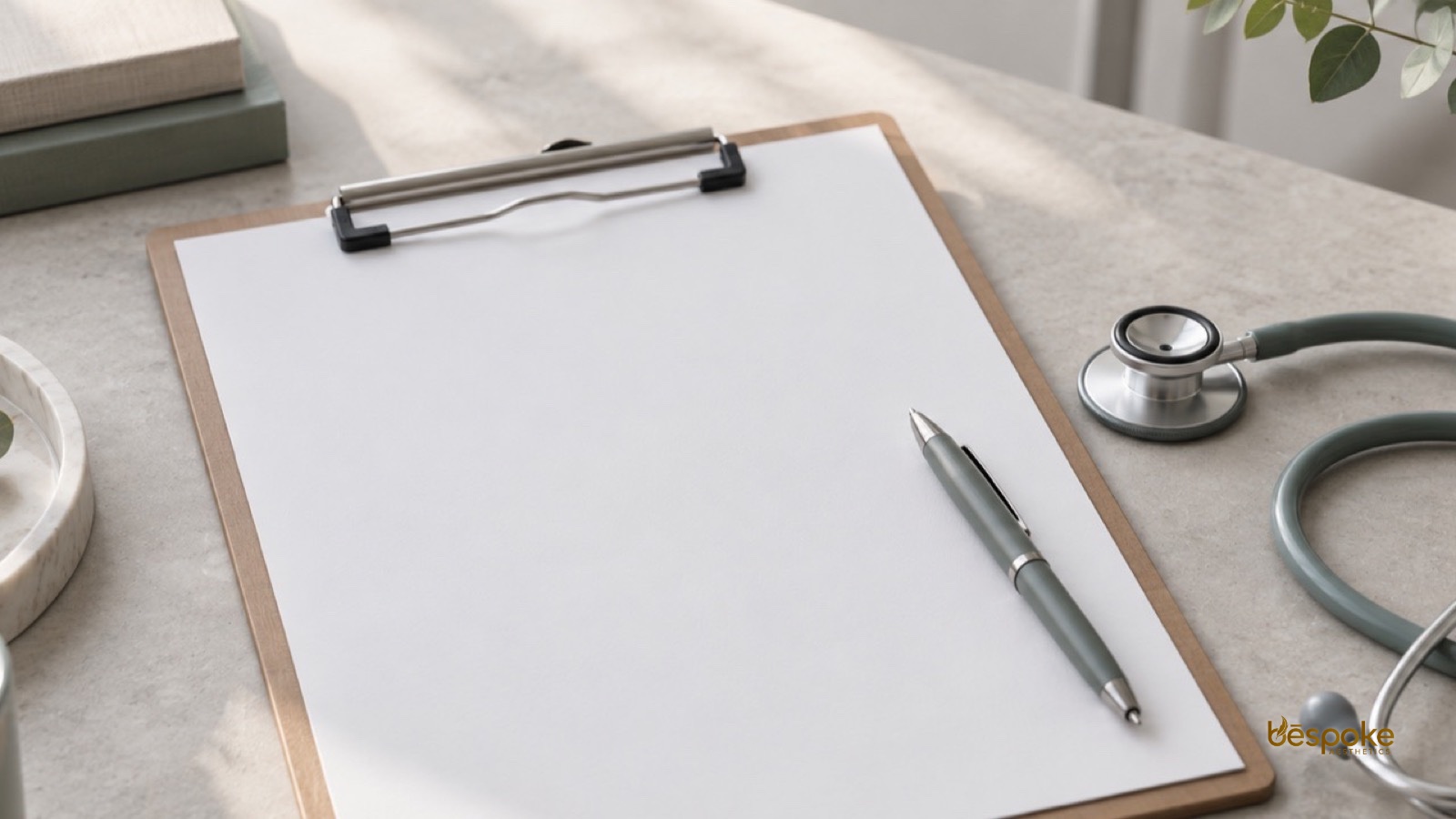 Clipboard and chart representing physician screening before peptide therapy